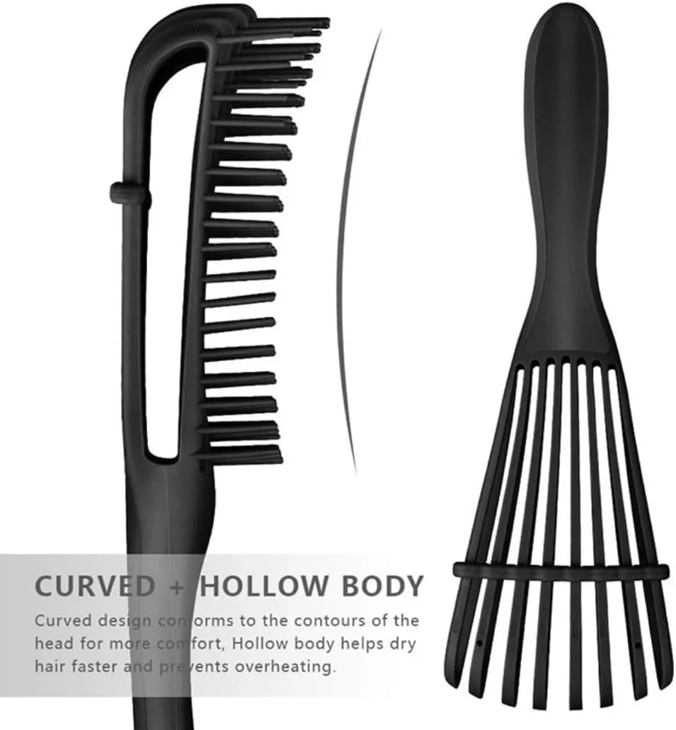 برس باز کننده گره مو برای موهای فر، مجعد و خیس، برس با دندانه های قابل انعطاف، مشکی برس باز کننده گره مو برای موهای فر، مجعد و خیس، برس با دندانه های قابل انعطاف، مشکی