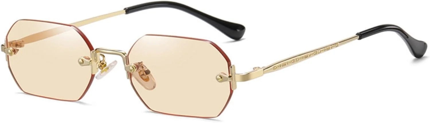 عینک آفتابی مستطیلی QVKUUT، عینک آفتابی بدون فریم، عینک مستطیلی مد روز برای مردان و زنان