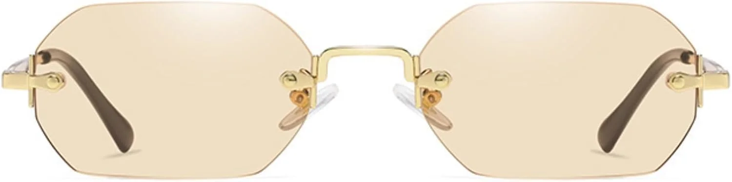 عینک آفتابی مستطیلی QVKUUT، عینک آفتابی بدون فریم، عینک مستطیلی مد روز برای مردان و زنان