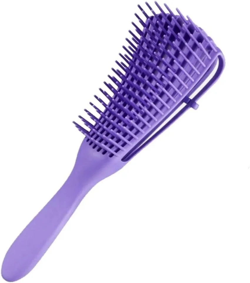 برس باز کننده گره مو برای موهای فر و مجعد، بنفش برس باز کننده گره مو برای موهای فر و مجعد، بنفش