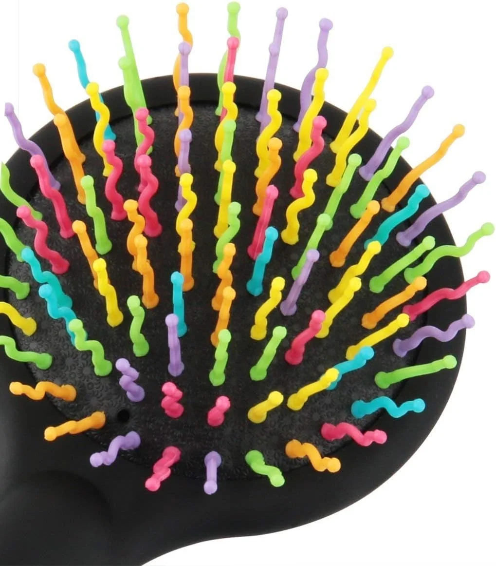 برس موی باز کننده گره مو رنگین کمانی حجم دهنده ضد الکتریسیته ساکن جادویی فر کننده مو صاف کننده ماساژ برس شانه با آینه (مشکی) باز کننده گره برس موی باز کننده گره مو رنگین کمانی حجم دهنده ضد الکتریسیته ساکن جادویی فر کننده مو صاف کننده ماساژ برس شانه با آینه (مشکی) باز کننده گره