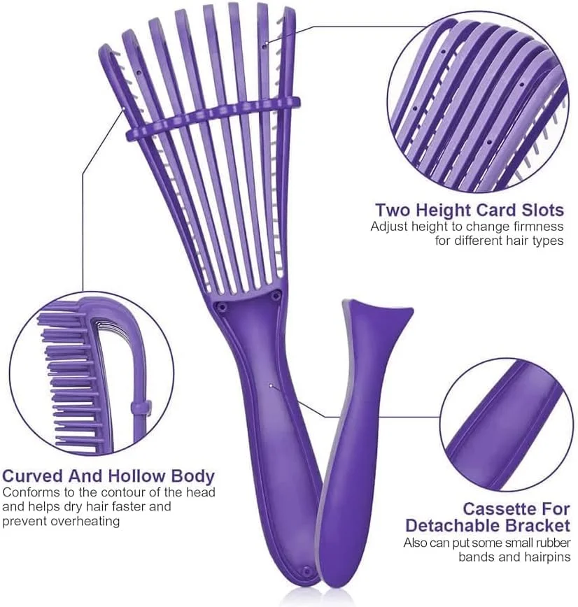 برس باز کننده گره مو برای موهای فر و مجعد، بنفش برس باز کننده گره مو برای موهای فر و مجعد، بنفش