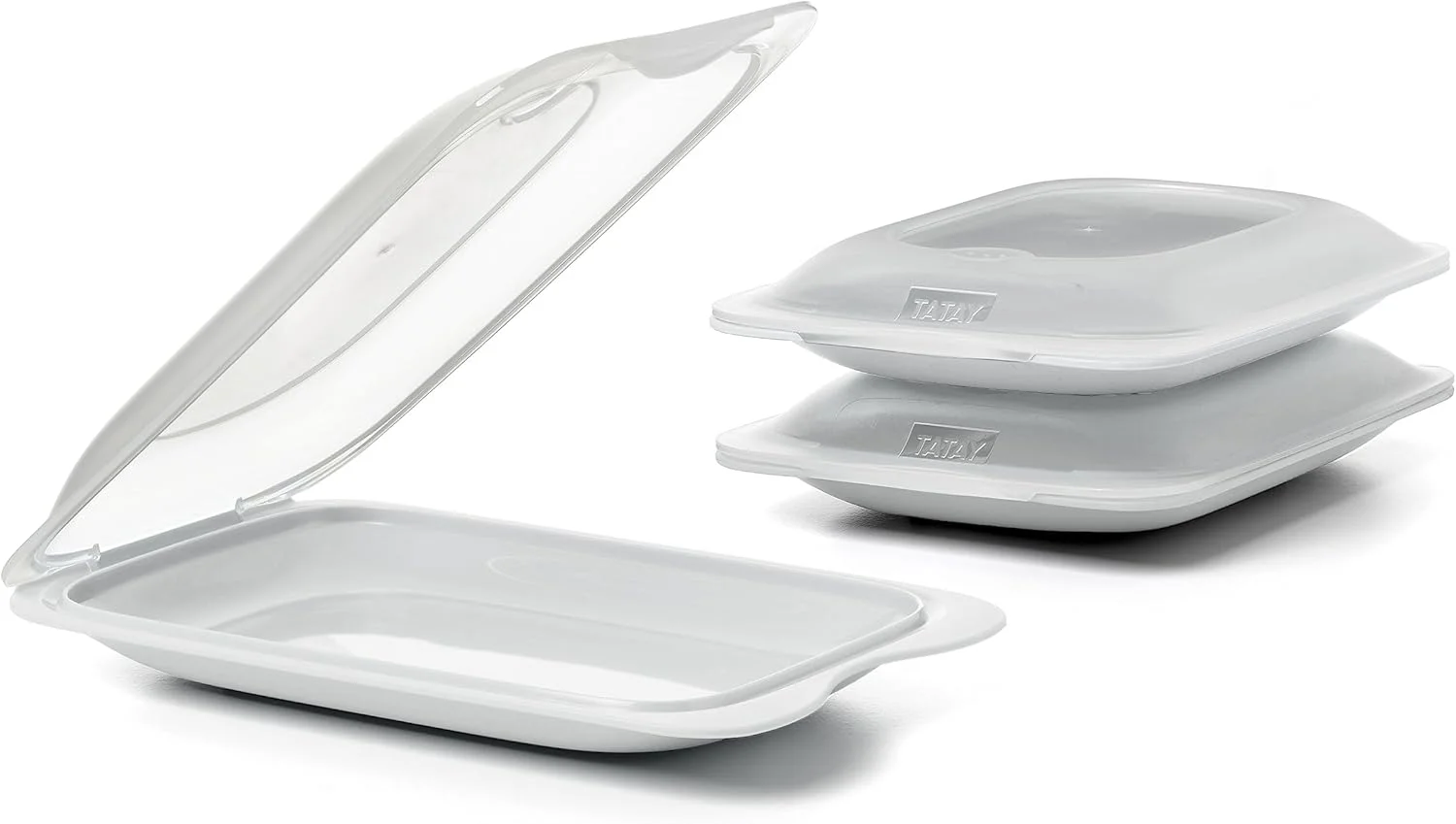ظروف نگهداری گوشت سرد TATAY برای یخچال | ست 3 عددی مینی | نگهداری در یخچال | درب قابل جابجایی، قابل چیدن | قابل استفاده در مایکروویو، فریزر و ماشین ظرفشویی | بدون BPA، 12 x 3.1 x 18 سانتی متر، رنگ سفید