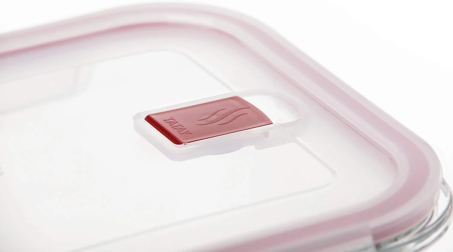 ست 3 تایی ظرف غذای شیشه ای تاتای مدل Cook and Eat، درب کلیپسی محکم، بدون BPA، قابل استفاده در مایکروویو، فر، فریزر و ماشین ظرفشویی، سایز: 23.5 x 18.5 x 14 سانتی متر، قرمز و شفاف