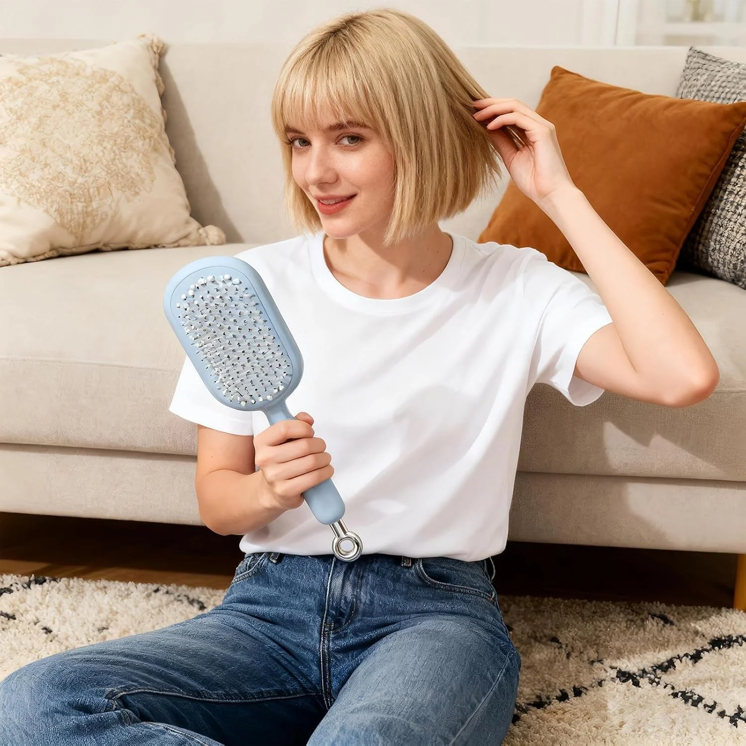 برس مو باز کننده گره | برس تمیز کننده صاف کننده با بالشتک هوا جمع شونده - ماساژور پوست سر برس باز کننده گره | برای کودکان، زنان، مردان، موهای فر، صاف، خیس، خشک، آسیب دیده، مناسب برای خانه، مسافرت، دفتر، مدرسه برس مو باز کننده گره | برس تمیز کننده صاف کننده با بالشتک هوا جمع شونده - ماساژور پوست سر برس باز کننده گره | برای کودکان، زنان، مردان، موهای فر، صاف، خیس، خشک، آسیب دیده، مناسب برای خانه، مسافرت، دفتر، مدرسه