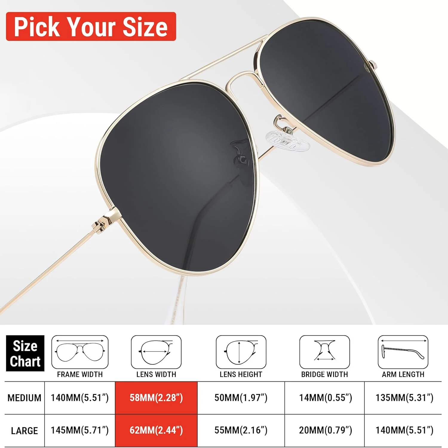 عینک آفتابی خلبانی پلاریزه کلاسیک پرو اکمی برای مردان و زنان با محافظت UV400