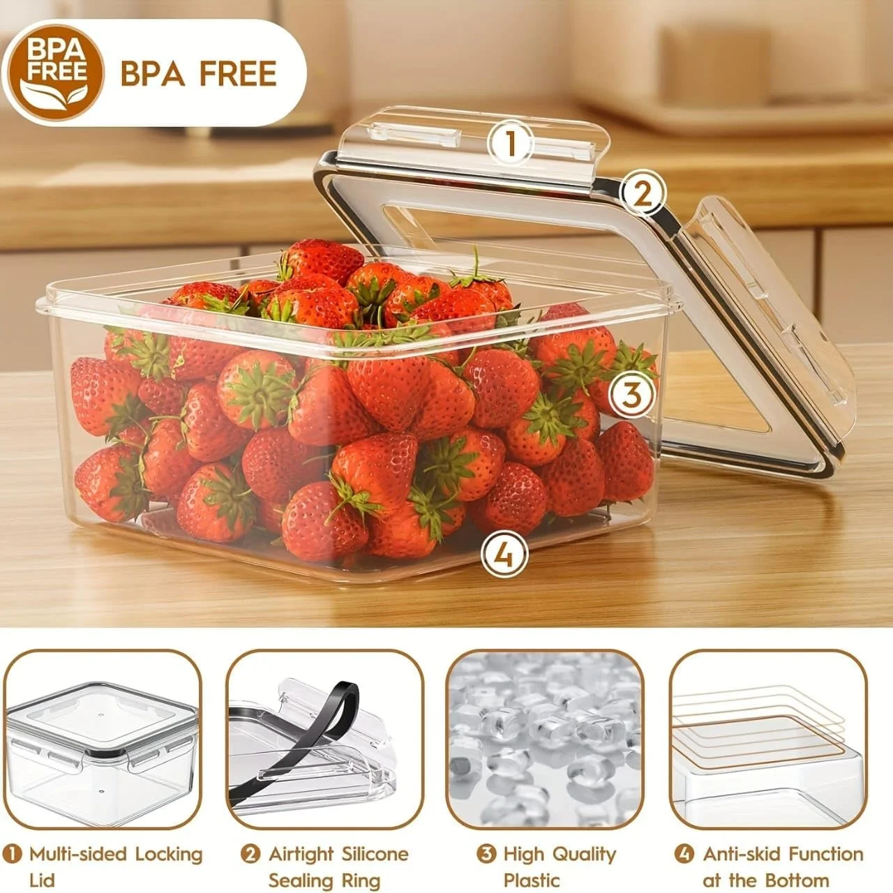 ست 50 تکه ظروف بزرگ نگهداری مواد غذایی (25 ظرف درب دار + 25 درب) به همراه ماژیک و برچسب | بدون BPA، قابل چیدن، ضد نشت | قابل استفاده در مایکروویو و فریزر برای آماده سازی غذا و نظم دهی آشپزخانه