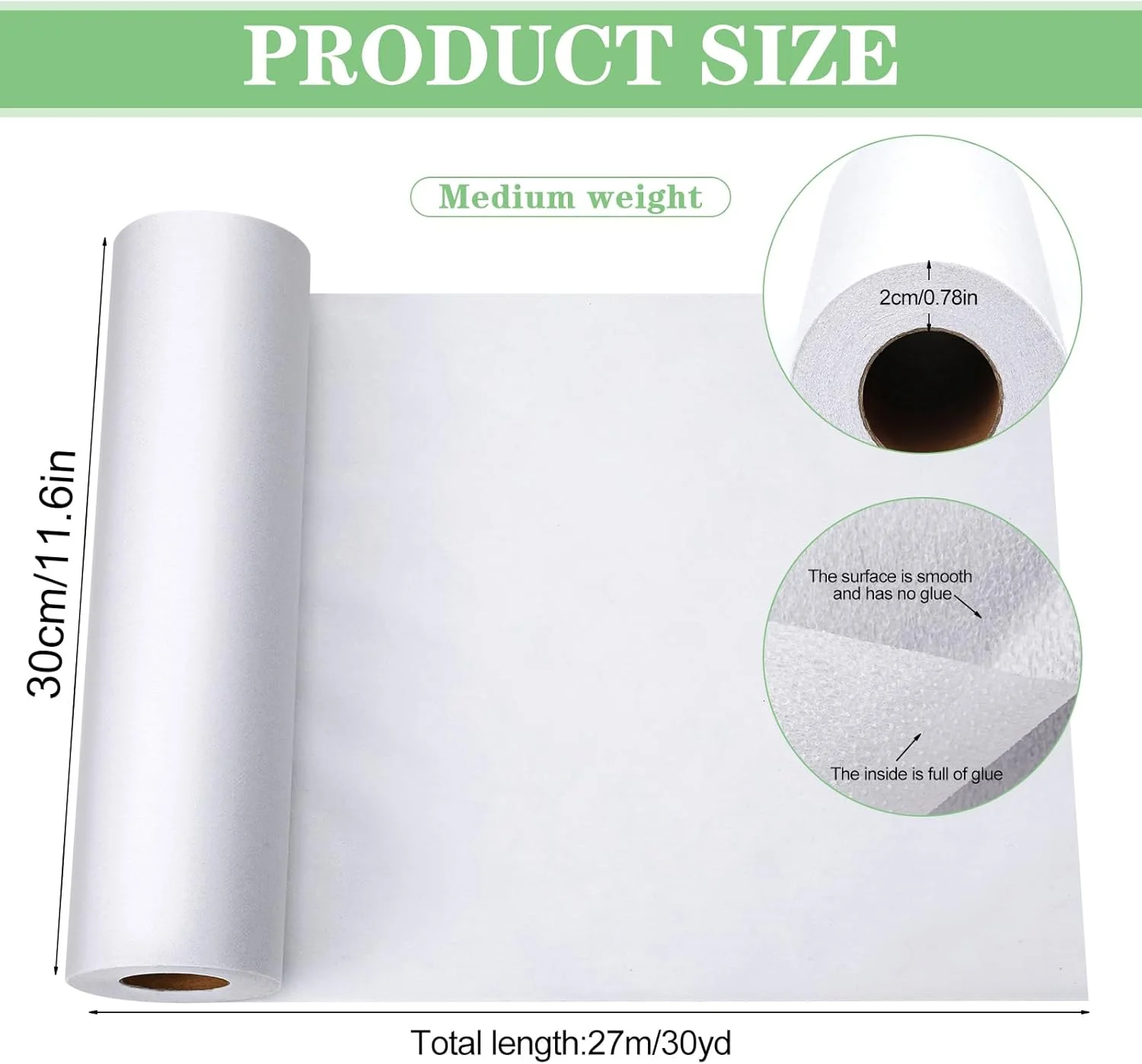 پارچه لایی چسب متوسط برای خیاطی: سفید 29.5 سانتی متر × 27.4 متر، لایی چسب حرارتی یک طرفه غیر بافته برای خیاطی، صنایع دستی DIY و تکه دوزی پارچه لایی چسب متوسط برای خیاطی: سفید 29.5 سانتی متر × 27.4 متر، لایی چسب حرارتی یک طرفه غیر بافته برای خیاطی، صنایع دستی DIY و تکه دوزی