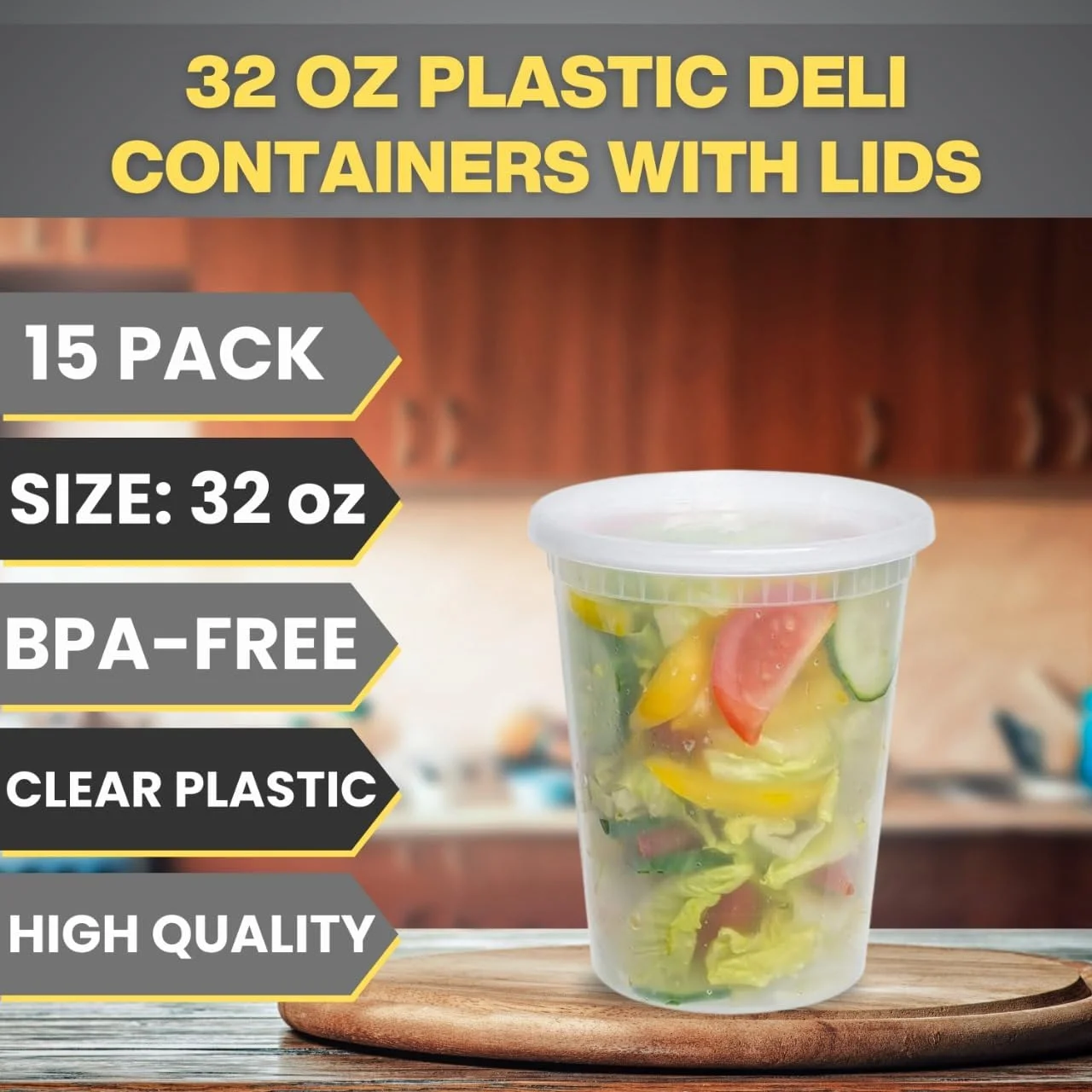ظروف پلاستیکی دلی Smygoods با درب، 946 میلی لیتر - بسته 15 عددی - بدون BPA - ضد نشت - قابل چیدن - قابل استفاده در مایکروویو و فریزر - شفاف - ظروف نگهداری غذا برای آشپزخانه و ناهار ظروف پلاستیکی دلی Smygoods با درب، 946 میلی لیتر - بسته 15 عددی - بدون BPA - ضد نشت - قابل چیدن - قابل استفاده در مایکروویو و فریزر - شفاف - ظروف نگهداری غذا برای آشپزخانه و ناهار
