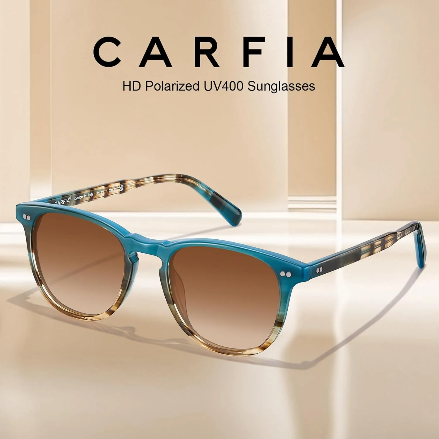 عینک آفتابی پلاریزه رترو CARFIA برای زنان، مناسب صورت های کوچک و متوسط، محافظت در برابر اشعه UV، فریم استات دست ساز مدل CA5285 عینک آفتابی پلاریزه رترو CARFIA برای زنان، مناسب صورت های کوچک و متوسط، محافظت در برابر اشعه UV، فریم استات دست ساز مدل CA5285