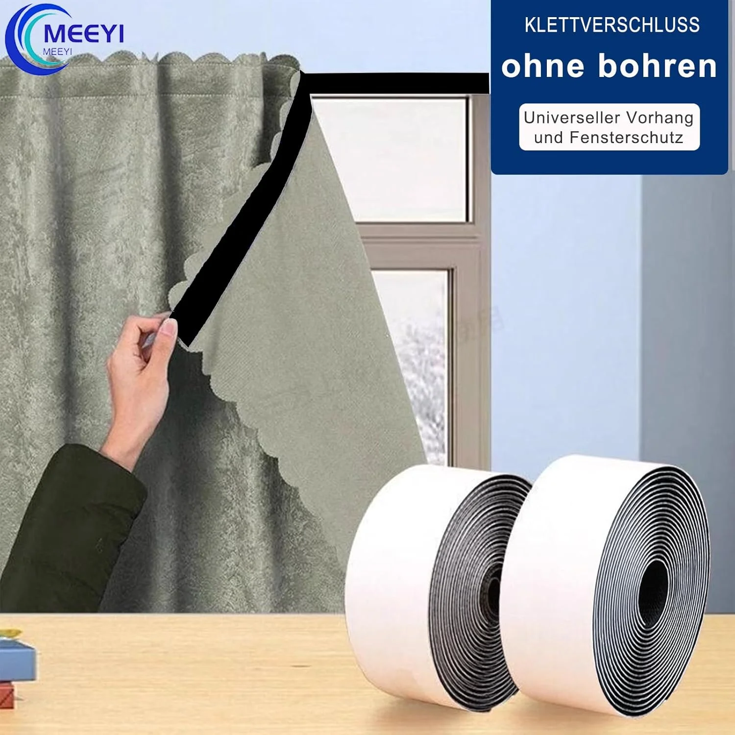 MEEYI Self-Adhesive Velcro Tape Self-Adhesive Extra Strong Velcro Tape Only Hook Tape for Fly Screens etc. (4 cm Wide and 9 m Long) MEEYI Self-Adhesive Velcro Tape Self-Adhesive Extra Strong Velcro Tape Only Hook Tape for Fly Screens etc. (4 cm Wide and 9 m Long)