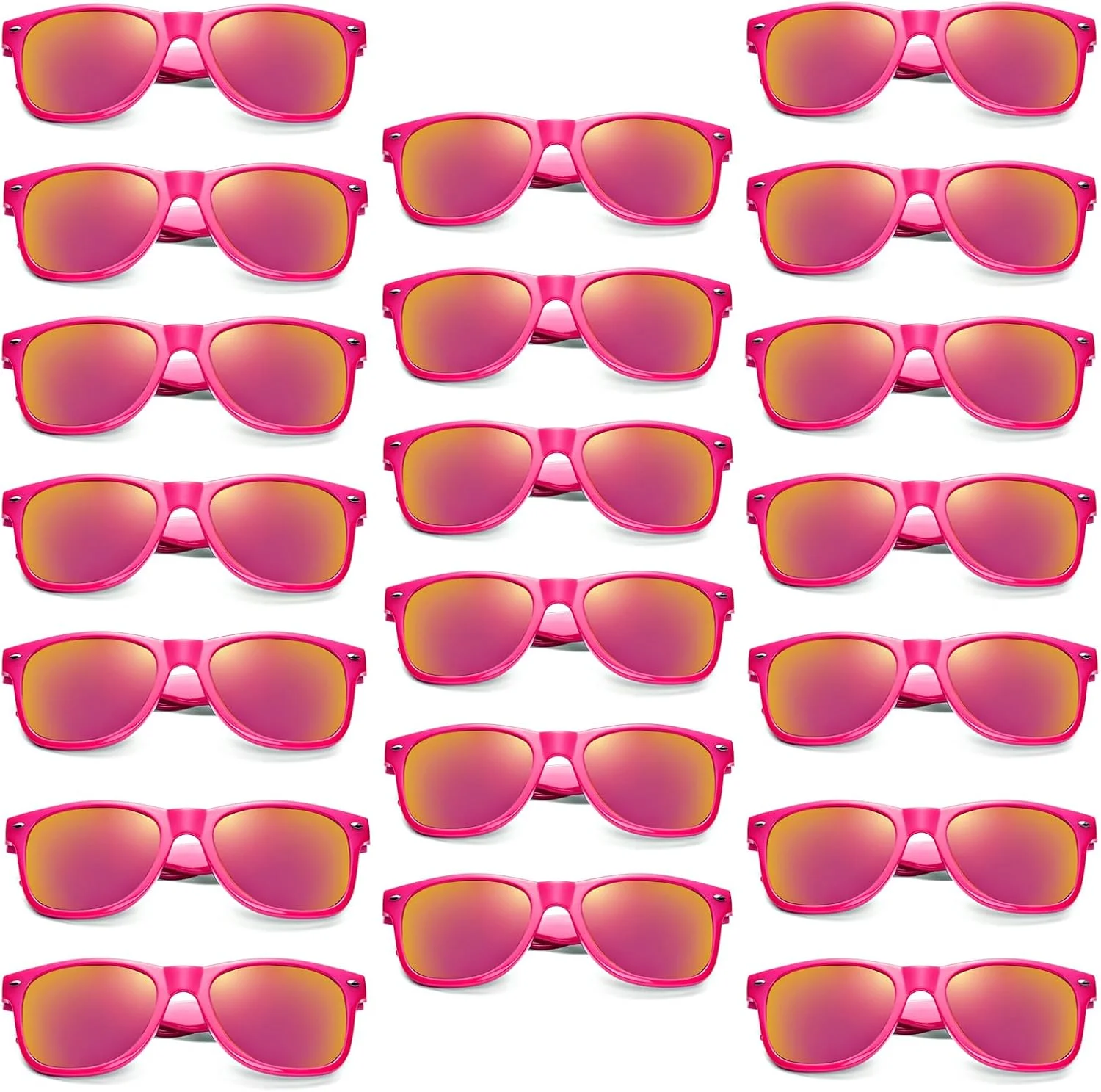 پیبوبیو بسته 10/20 عینک آفتابی نئونی زنانه مردانه عمده، عینک مهمانی آینه‌ای رنگارنگ یکپارچهسازی با سیستمعامل دهه 80 بزرگسال یونیسکس