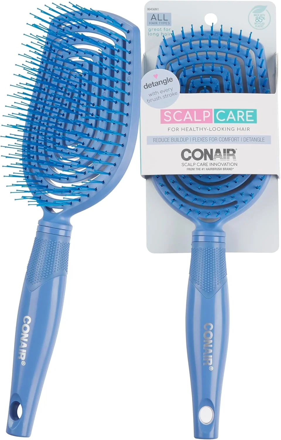 برس باز کننده گره مو Conair Scalp Care - برس موی فر - ماساژور پوست سر - برس مو برای زنان و مردان - باز کننده گره برای همه طول ها و انواع مو - قابل استفاده به صورت مرطوب یا خشک - آبی