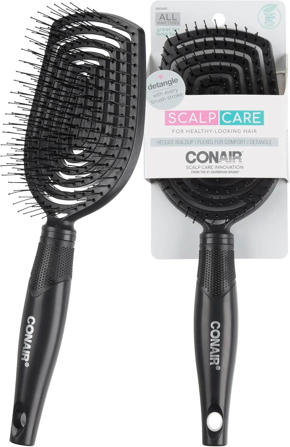 برس باز کننده موی سر Conair Scalp Care - برس موی فر - ماساژور پوست سر - برس مو برای زنان و مردان - باز کننده گره برای همه طول ها و انواع مو - قابل استفاده به صورت مرطوب یا خشک - Black Onyx