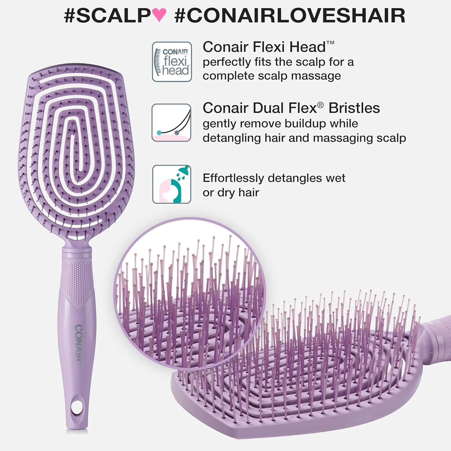 برس مو پدالی سر انعطاف پذیر Conair Scalp Care، برای موهای بلندتر و انواع مو، موهای خیس و خشک، باز کردن گره و ماساژور پوست سر برس مو پدالی سر انعطاف پذیر Conair Scalp Care، برای موهای بلندتر و انواع مو، موهای خیس و خشک، باز کردن گره و ماساژور پوست سر