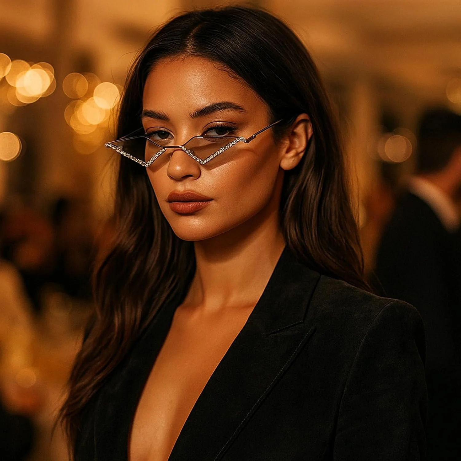 عینک آفتابی نگین دار بدون فریم طرح قدیمی دهه 90، فشن، طرح لوزی، کریستال الماسی، وای تو کی، رنگ آبنباتی، مدل چشم گربه ای، مناسب مهمانی