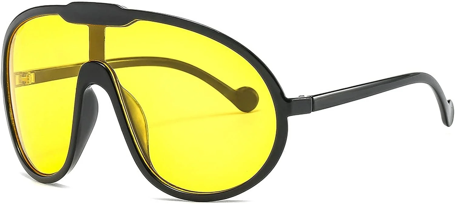 عینک آفتابی یک تکه بزرگ برای زنان و مردان، عینک آفتابی مد روز، عینک های آفتابی وینتیج پانک با فریم بزرگ، محافظ UV400
