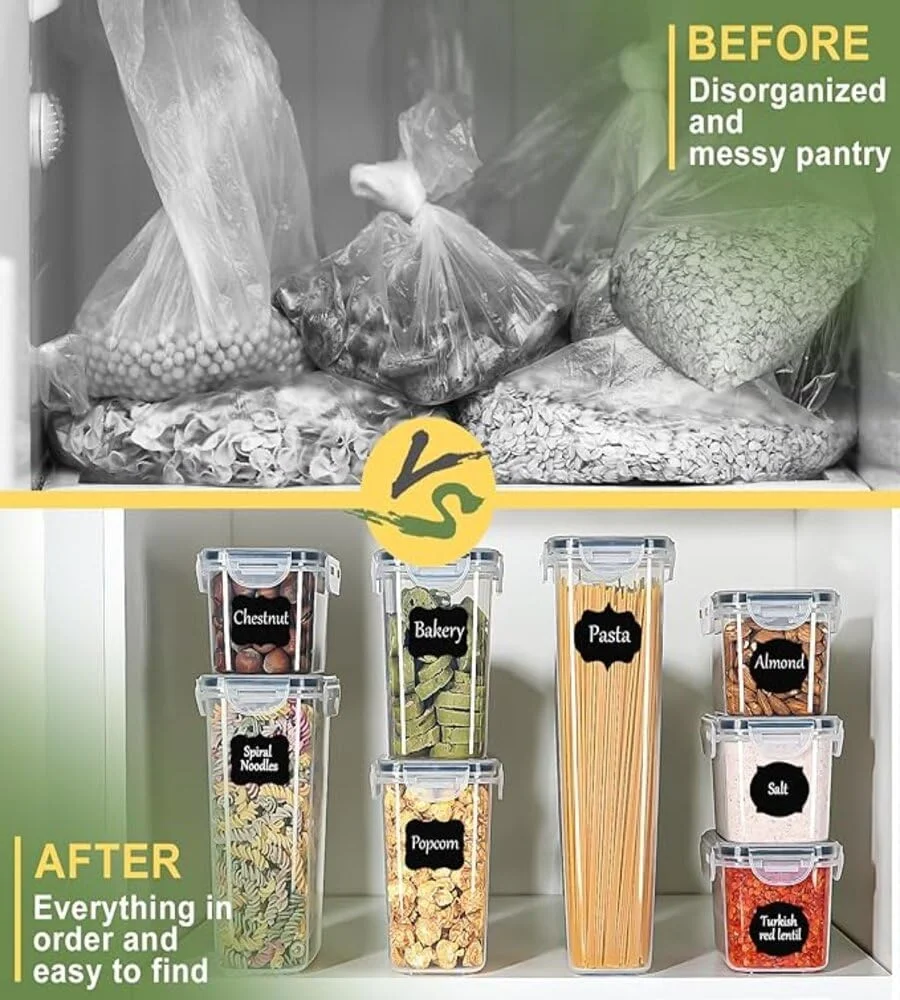 ست 24 تکه ظروف نگهداری مواد غذایی showkah® با درب های محکم، پلاستیک بدون BPA مناسب برای آشپزخانه و انبار، ظروف پلاستیکی ضد نشت، جعبه نگهداری مواد غذایی قابل استفاده مجدد مناسب برای ماشین ظرفشویی، فریزر و مایکروویو (24 تکه)