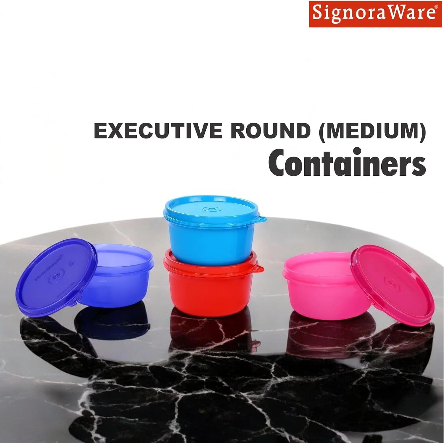 ظرف گرد متوسط SignoraWare مدل Executive | پلاستیک فاقد BPA | 310 میلی لیتر * 4 | مناسب برای مواد غذایی | قابل شستشو در ماشین ظرفشویی، فریزر و مایکروویو | ضد نشت | برای خانه، محل کار | ضد هوا | غیر سمی | ست 4 عددی | چند رنگ ظرف گرد متوسط SignoraWare مدل Executive | پلاستیک فاقد BPA | 310 میلی لیتر * 4 | مناسب برای مواد غذایی | قابل شستشو در ماشین ظرفشویی، فریزر و مایکروویو | ضد نشت | برای خانه، محل کار | ضد هوا | غیر سمی | ست 4 عددی | چند رنگ