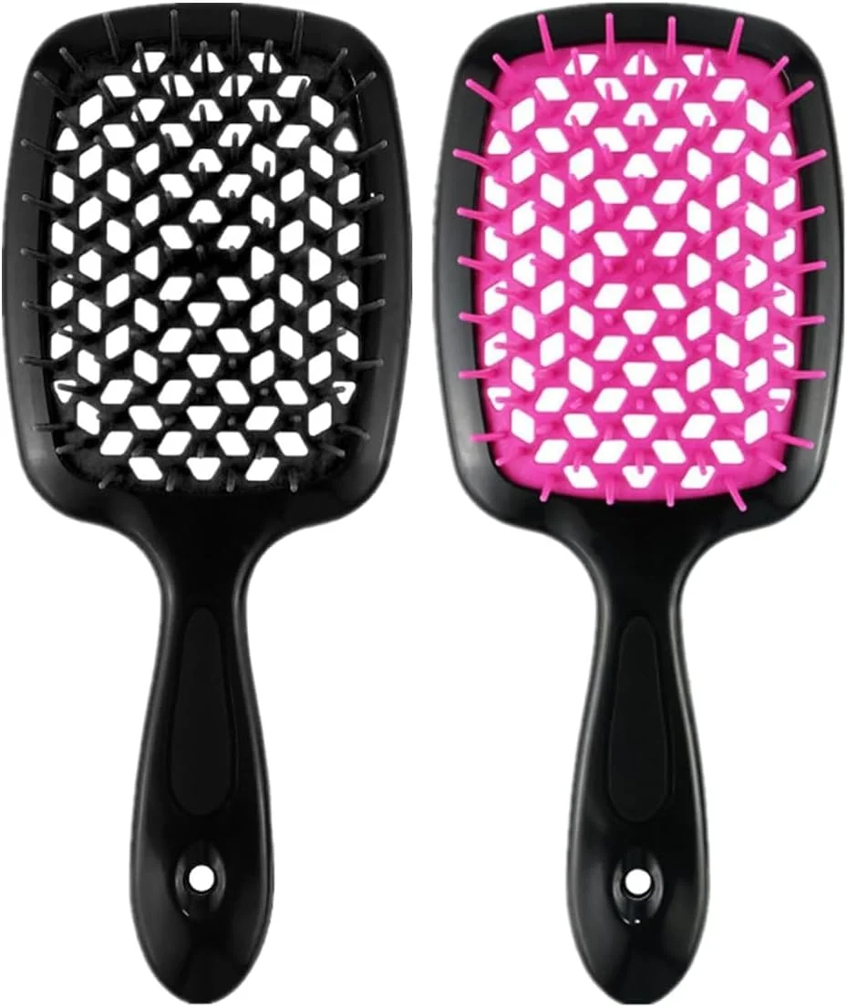 مجموعه برس مو باز کننده گره مو BIGTHREE، 2 عدد برس ضد الکتریسیته ساکن برای موهای فر، خیس و خشک، طراحی توخالی، موهای انعطاف پذیر، بدون کشیدن، دسته سبک وزن برای از بین بردن آسان گره مجموعه برس مو باز کننده گره مو BIGTHREE، 2 عدد برس ضد الکتریسیته ساکن برای موهای فر، خیس و خشک، طراحی توخالی، موهای انعطاف پذیر، بدون کشیدن، دسته سبک وزن برای از بین بردن آسان گره