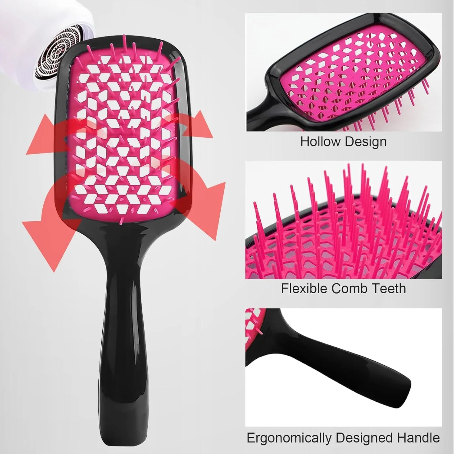 مجموعه برس مو باز کننده گره مو BIGTHREE، 2 عدد برس ضد الکتریسیته ساکن برای موهای فر، خیس و خشک، طراحی توخالی، موهای انعطاف پذیر، بدون کشیدن، دسته سبک وزن برای از بین بردن آسان گره مجموعه برس مو باز کننده گره مو BIGTHREE، 2 عدد برس ضد الکتریسیته ساکن برای موهای فر، خیس و خشک، طراحی توخالی، موهای انعطاف پذیر، بدون کشیدن، دسته سبک وزن برای از بین بردن آسان گره