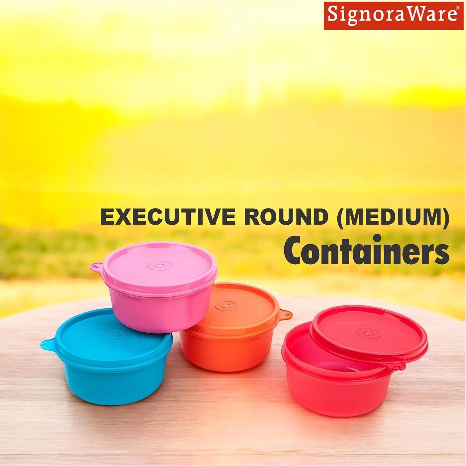 ظرف گرد متوسط SignoraWare مدل Executive | پلاستیک فاقد BPA | 310 میلی لیتر * 4 | مناسب برای مواد غذایی | قابل شستشو در ماشین ظرفشویی، فریزر و مایکروویو | ضد نشت | برای خانه، محل کار | ضد هوا | غیر سمی | ست 4 عددی | چند رنگ ظرف گرد متوسط SignoraWare مدل Executive | پلاستیک فاقد BPA | 310 میلی لیتر * 4 | مناسب برای مواد غذایی | قابل شستشو در ماشین ظرفشویی، فریزر و مایکروویو | ضد نشت | برای خانه، محل کار | ضد هوا | غیر سمی | ست 4 عددی | چند رنگ