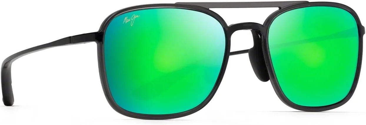عینک آفتابی خلبانی پلاریزه Keokea Maui Jim مردانه و زنانه، خاکستری شفاف/آینه سبز پلاریزه، M