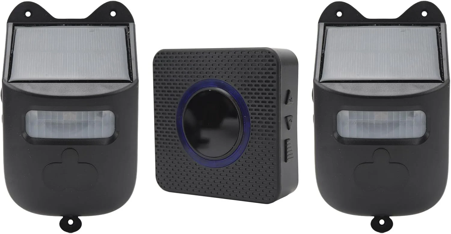 آلارم درب ورودی خورشیدی بی سیم دوربرد، سیستم هشدار امنیتی تشخیص حرکت در فضای باز با 1 گیرنده و 2 سنسور آلارم درب ورودی خورشیدی بی سیم دوربرد، سیستم هشدار امنیتی تشخیص حرکت در فضای باز با 1 گیرنده و 2 سنسور