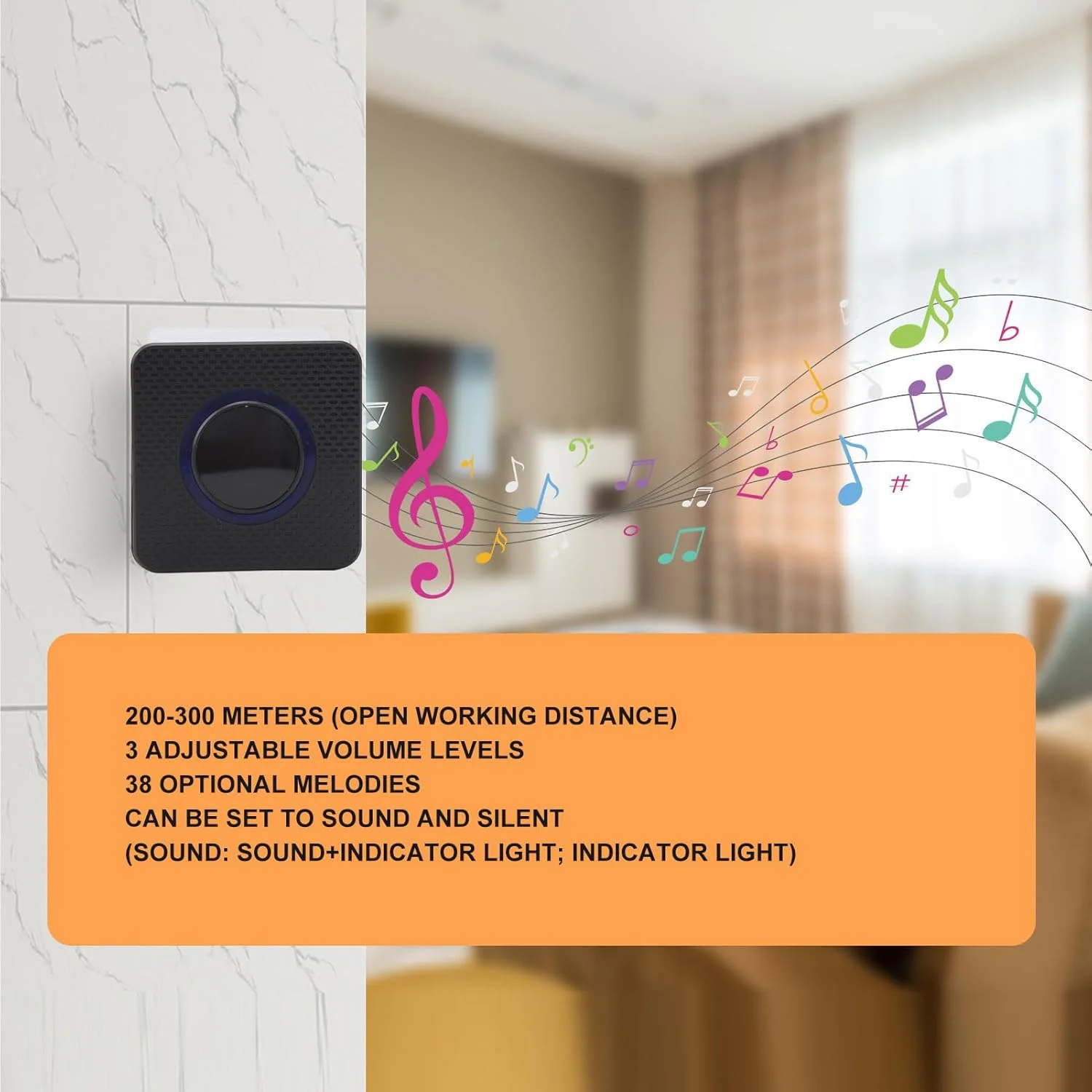 آلارم درب ورودی خورشیدی بی سیم دوربرد، سیستم هشدار امنیتی تشخیص حرکت در فضای باز با 1 گیرنده و 2 سنسور