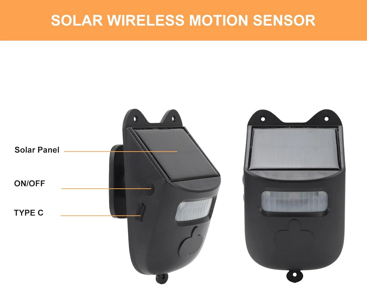 آلارم درب ورودی خورشیدی بی سیم دوربرد، سیستم هشدار امنیتی تشخیص حرکت در فضای باز با 1 گیرنده و 2 سنسور