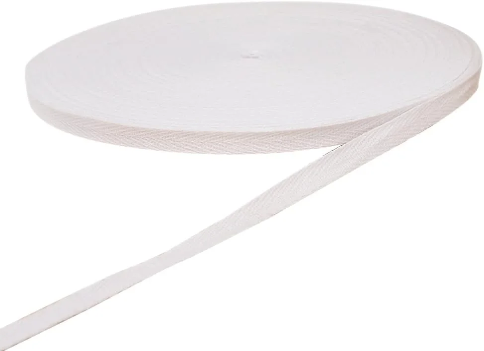 نوار اریب پنبه ای Mcoser، 1 سانتیمتر * 45 متر نوار بافت جناغی، نوار بافت جناغی شیری رنگ، نوار مغزی اریب برای خیاطی و ساخت کاردستی