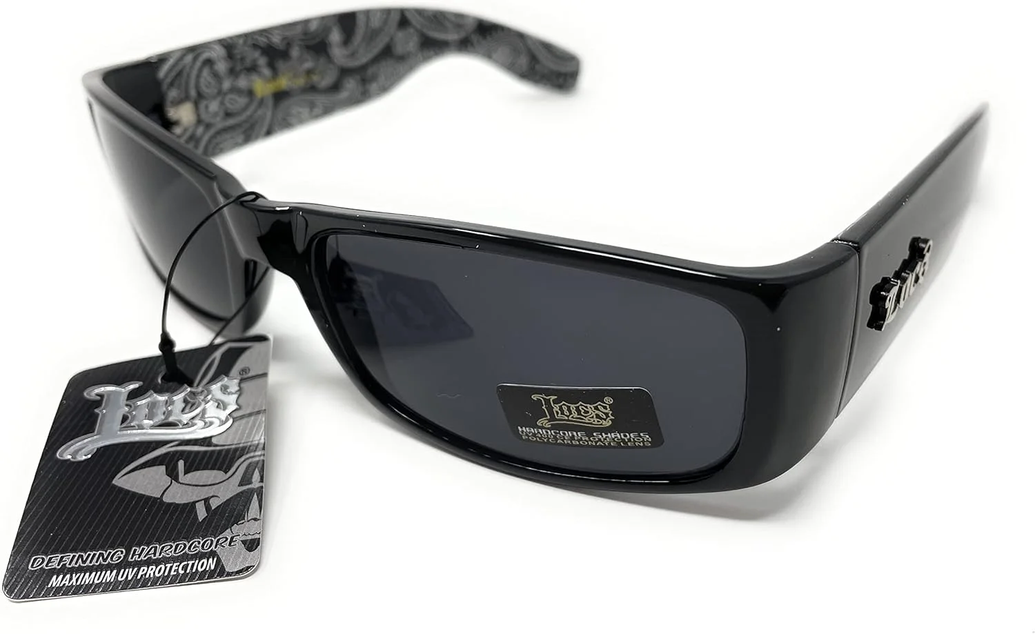 عینک آفتابی Locs با لنزهای سوپر، فریم ضخیم، مشکی - داخل مشکی، M