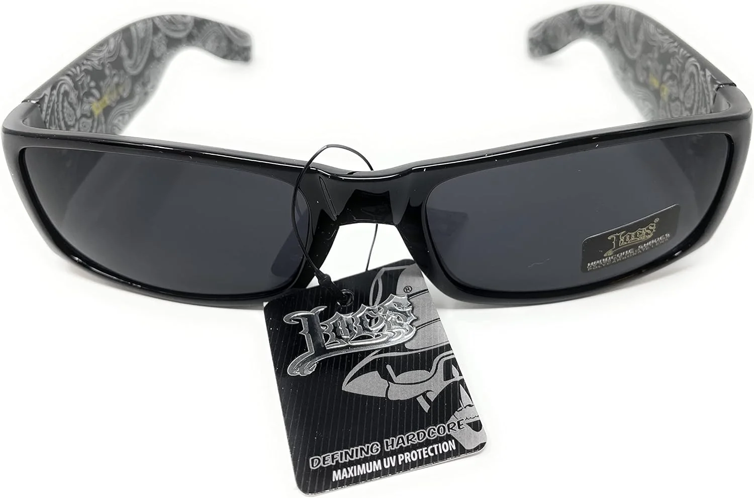 عینک آفتابی Locs با لنزهای سوپر، فریم ضخیم، مشکی - داخل مشکی، M