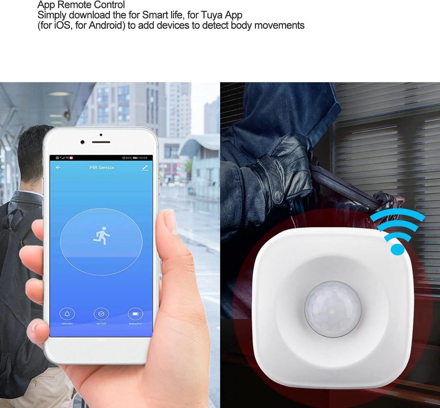 سیستم دزدگیر خانه بی سیم WiFi هوشمند سنسور تشخیص حرکت PIR دزدگیر کنترل برنامه هوشمند امنیت خانه سنسور مادون قرمز انسانی برای خانه