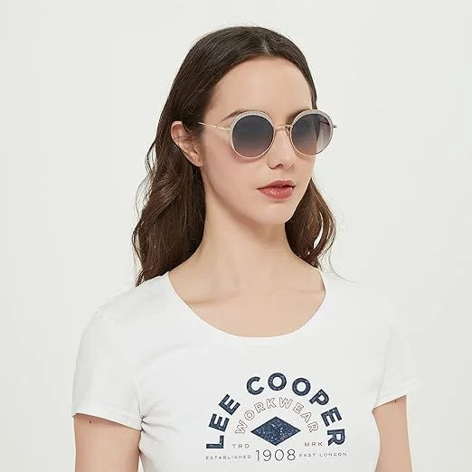 عینک آفتابی زنانه لی کوپر مدل گرد با لنز پلاریزه خاکستری تدریجی LC1014C01، سایز One Size