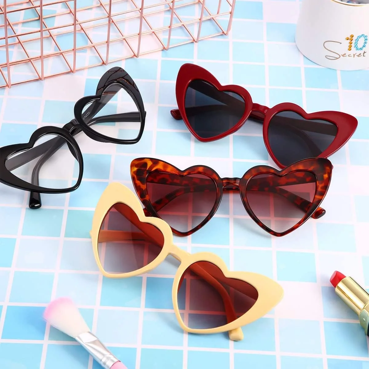 عینک آفتابی KASTWAVE، عینک آفتابی قلبی شکل، 9 جفت عینک آفتابی قلبی زنانه، عینک های یکپارچهسازی با سیستمعامل برای خرید، مسافرت، لوازم جانبی مهمانی
