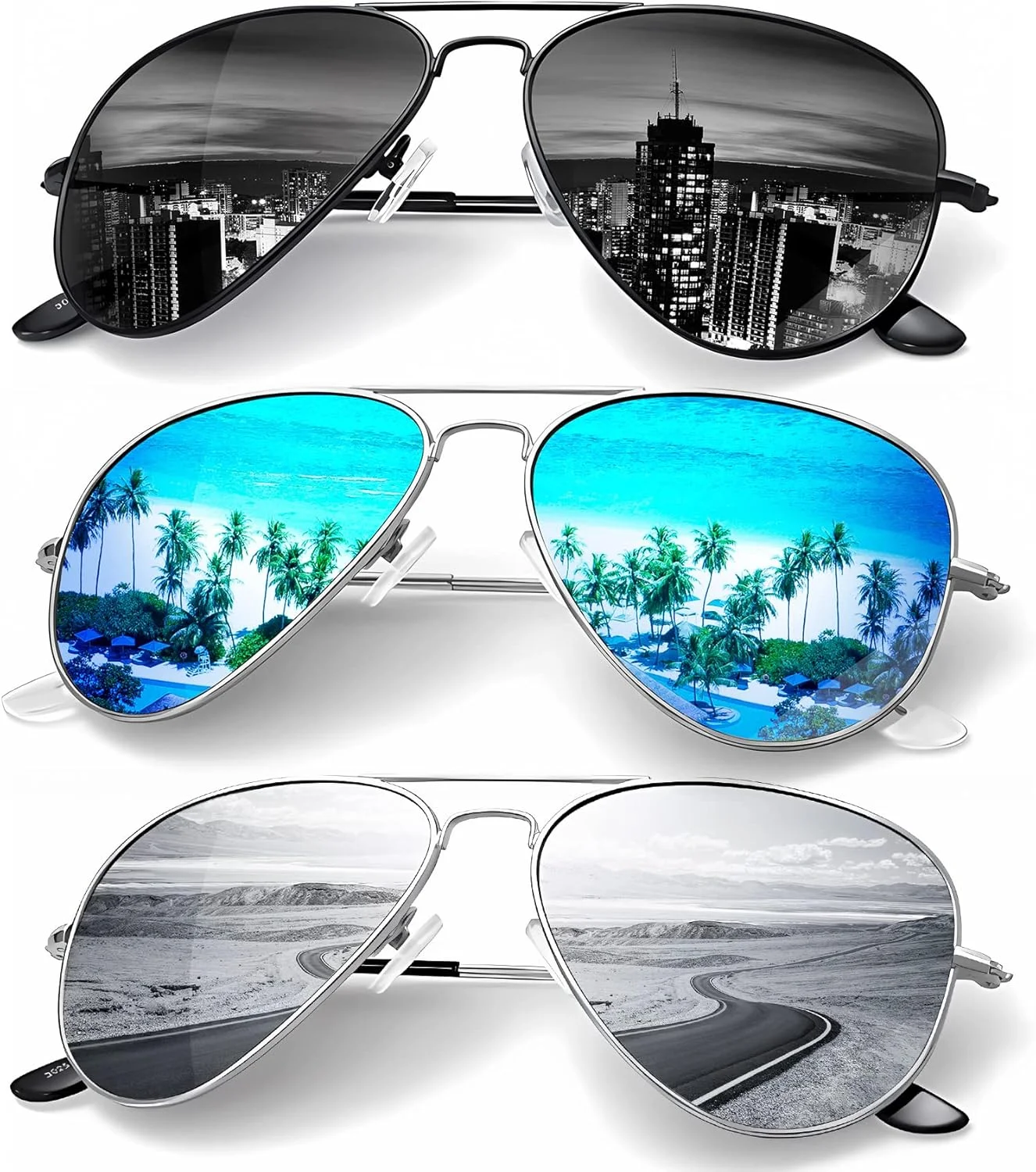 عینک آفتابی خلبانی کلاسیک KALIYADI برای مردان و زنان، عینک آفتابی رانندگی با لنز پلاریزه و مسدود کننده UV عینک آفتابی خلبانی کلاسیک KALIYADI برای مردان و زنان، عینک آفتابی رانندگی با لنز پلاریزه و مسدود کننده UV