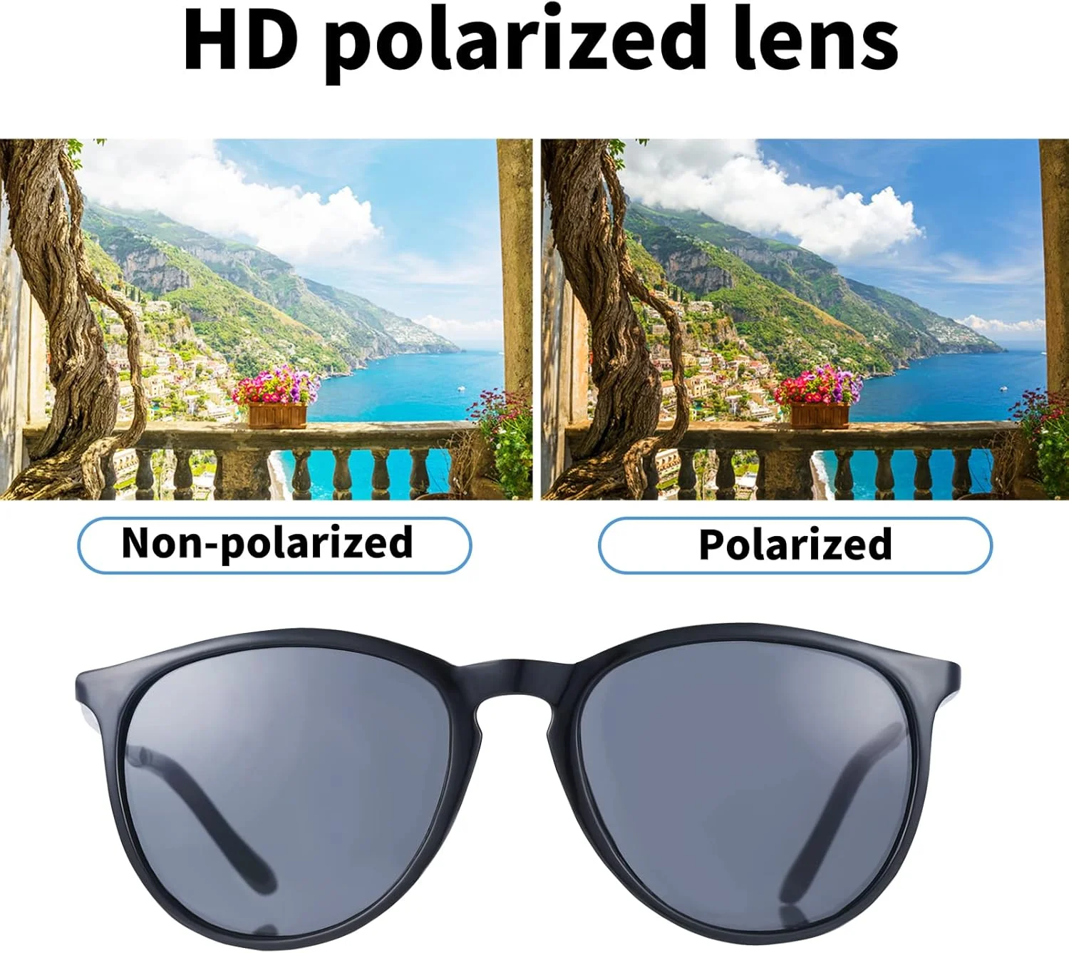 هی یو-لوتوس 2 عدد عینک آفتابی پلاریزه زنانه، عینک آفتابی گرد وینتیج، عینک آفتابی فشن زنانه، عینک آفتابی رترو زنانه، M