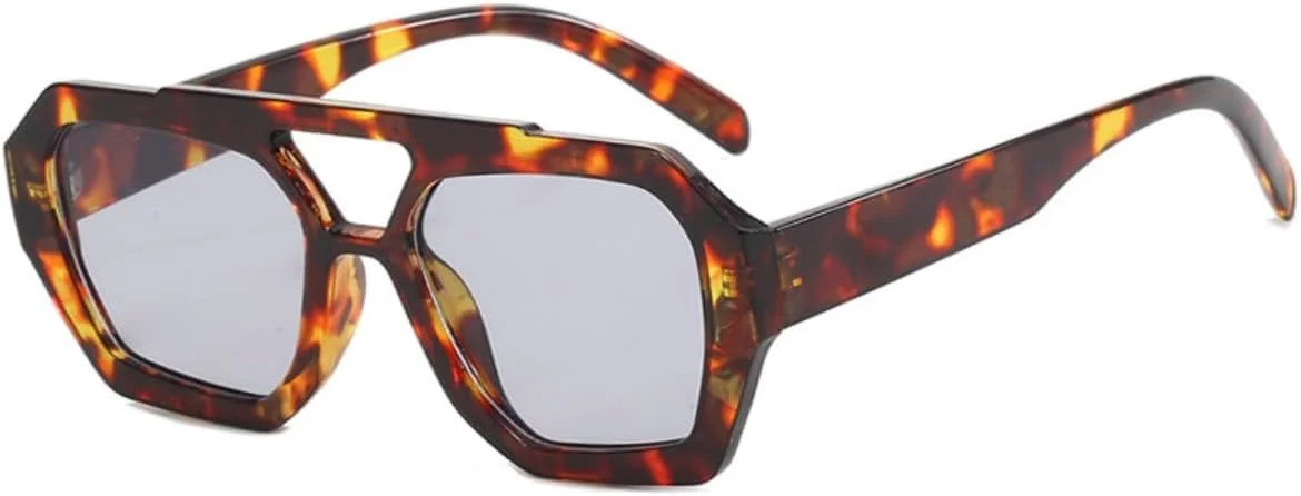 عینک آفتابی خلبانی مربعی IKANOO زنانه مردانه، طراحی شیک، فریم ضخیم شش ضلعی، پل دوتایی، سایه های مد روز عینک آفتابی خلبانی مربعی IKANOO زنانه مردانه، طراحی شیک، فریم ضخیم شش ضلعی، پل دوتایی، سایه های مد روز