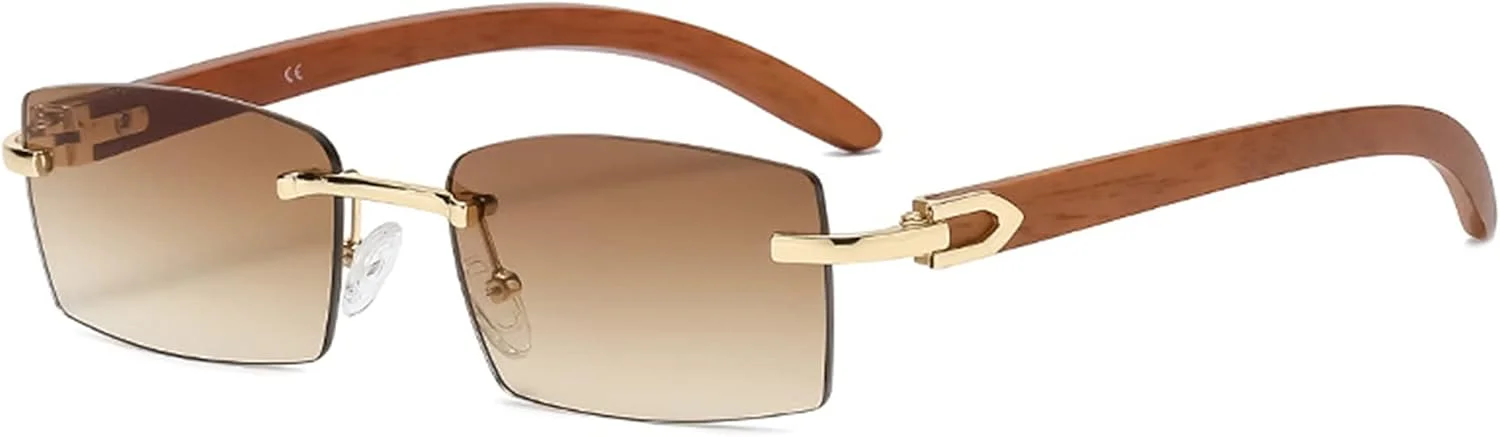 عینک آفتابی بدون فریم مستطیلی هفت پر مد روز زنانه مردانه گانگستری سایه های بدون فریم دهه 90 عینک های قدیمی و مدرن