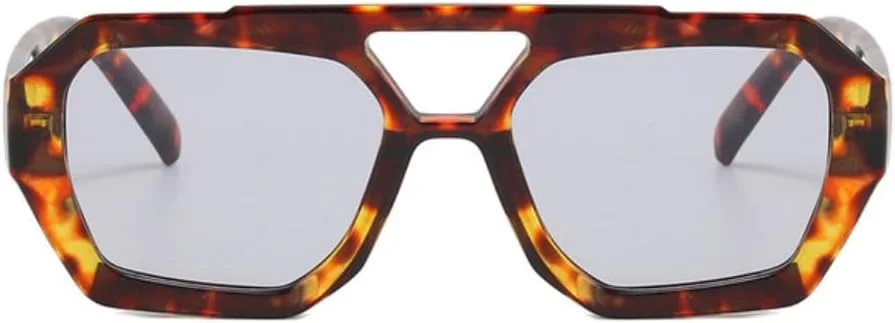 عینک آفتابی خلبانی مربعی IKANOO زنانه مردانه، طراحی شیک، فریم ضخیم شش ضلعی، پل دوتایی، سایه های مد روز