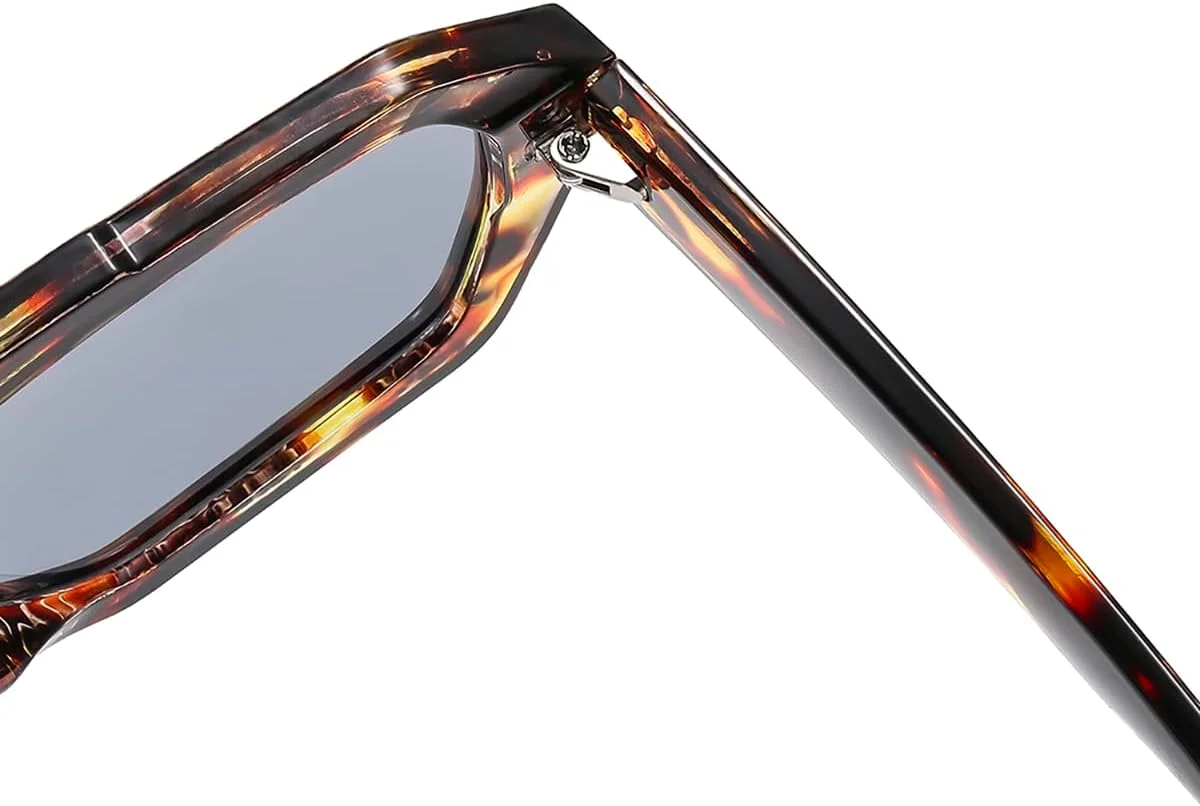 عینک آفتابی خلبانی مربعی IKANOO زنانه مردانه، طراحی شیک، فریم ضخیم شش ضلعی، پل دوتایی، سایه های مد روز