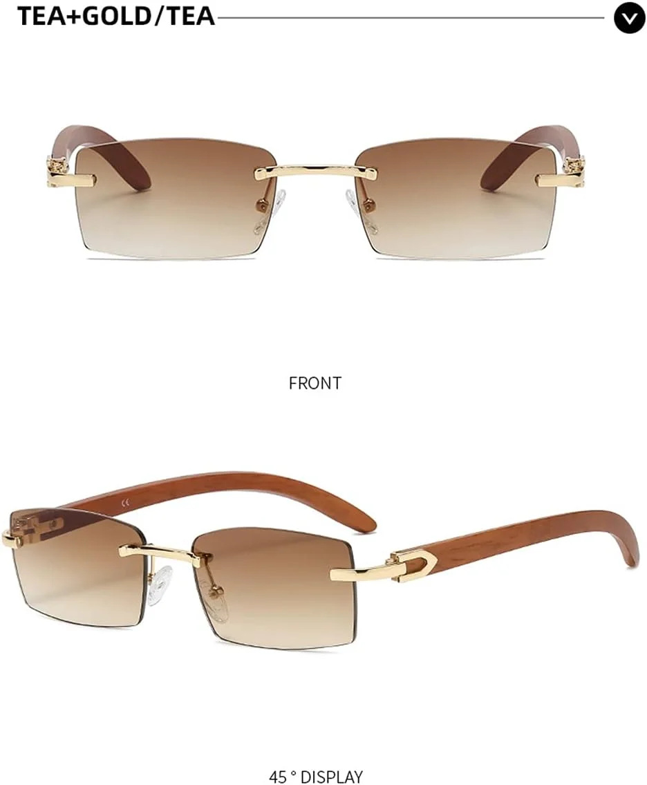 عینک آفتابی بدون فریم مستطیلی هفت پر مد روز زنانه مردانه گانگستری سایه های بدون فریم دهه 90 عینک های قدیمی و مدرن