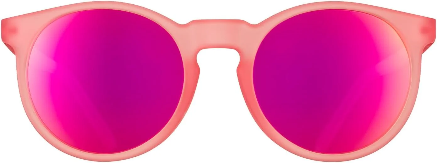 عینک آفتابی گرد پلاریزه goodr Influencers Pay Double برای آقایان و بانوان، سایز کوچک (Circle G)، فریم صورتی روشن شفاف با لنزهای بازتابنده صورتی، محافظت UV400، بدون لغزش، بدون پرش، سبک