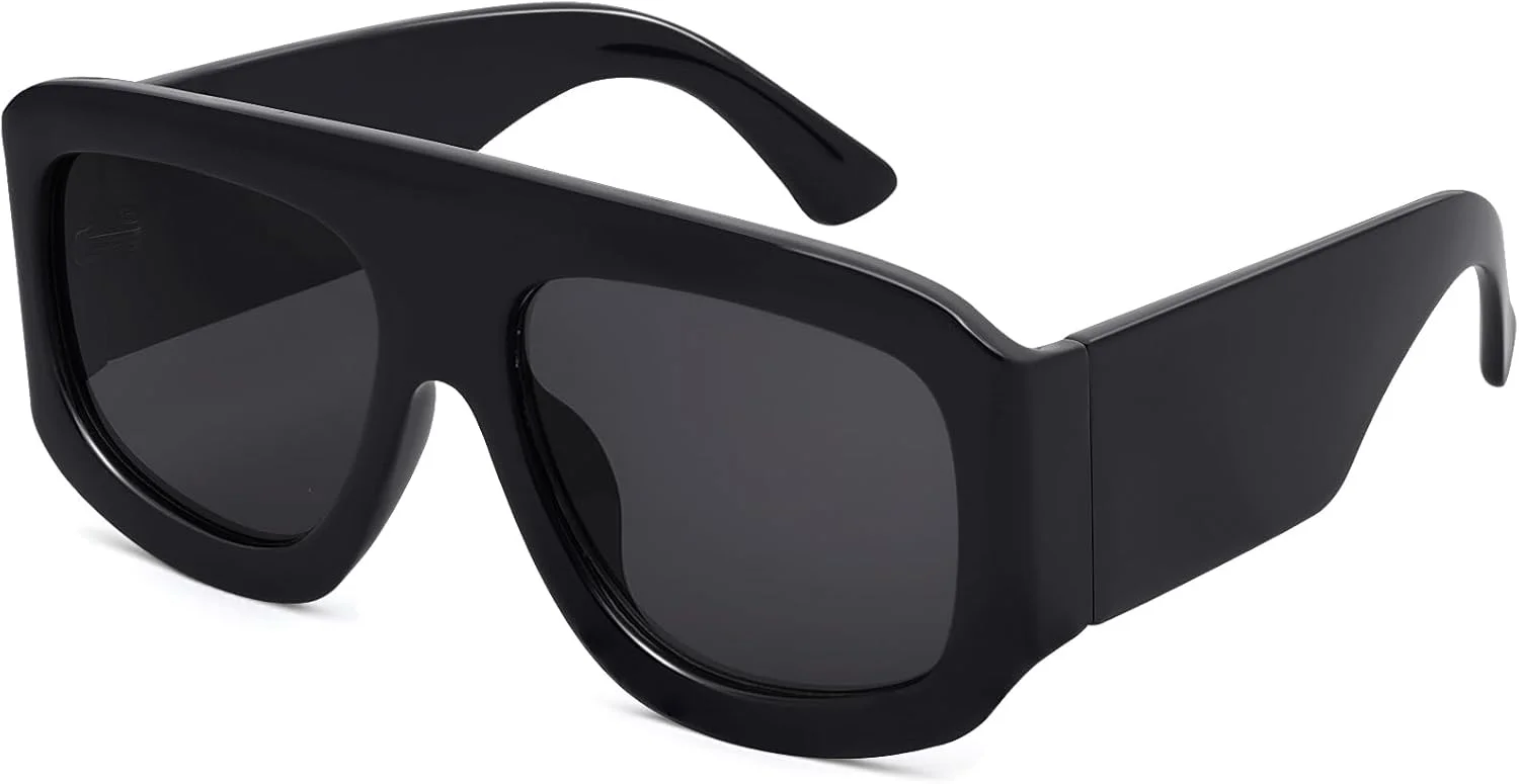 عینک آفتابی خلبانی مربعی بزرگ و مد روز Haqptul برای زنان و مردان، عینک آفتابی تخت با طراحی الهام گرفته از برندهای بزرگ