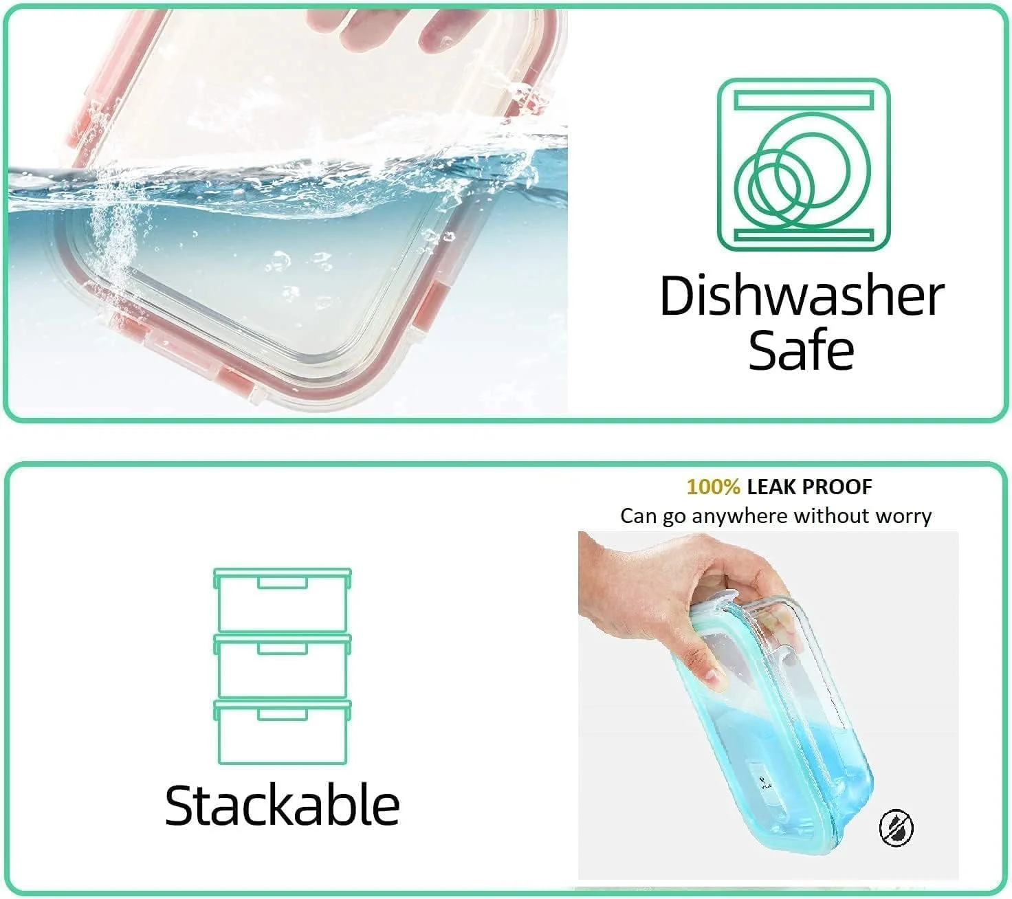 Resealable Food Storage Containers with Lids, Microwave & Freezer Safe, Set of 2 Resealable Food Storage Containers with Lids, Microwave & Freezer Safe, Set of 2