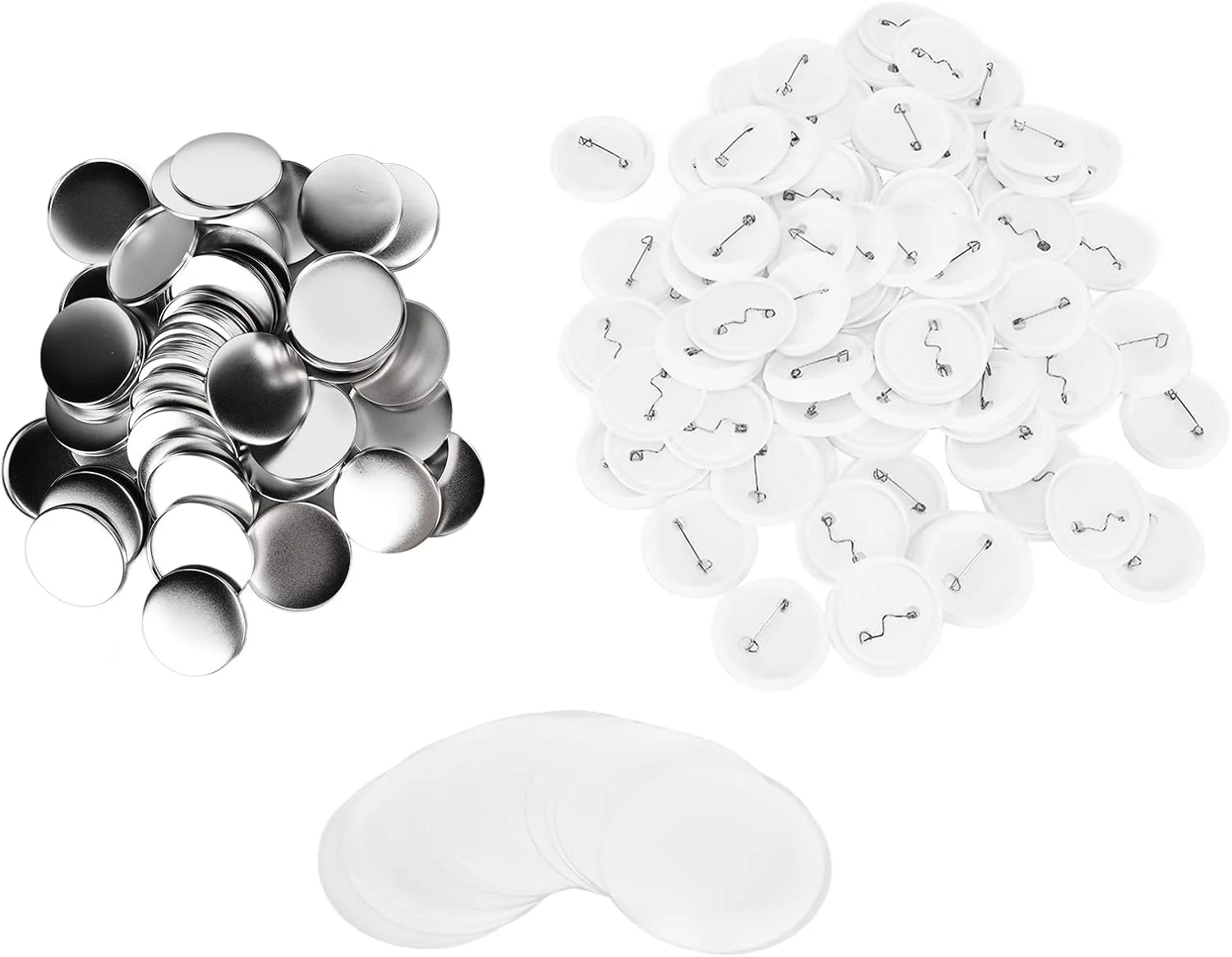 روکش پشتی بج، مواد بج حلبی پایه پلاستیکی برای هدایای DIY برای هدایای مهمانی برای سوغاتی (بج های 50 میلی متری 100 ست) روکش پشتی بج، مواد بج حلبی پایه پلاستیکی برای هدایای DIY برای هدایای مهمانی برای سوغاتی (بج های 50 میلی متری 100 ست)
