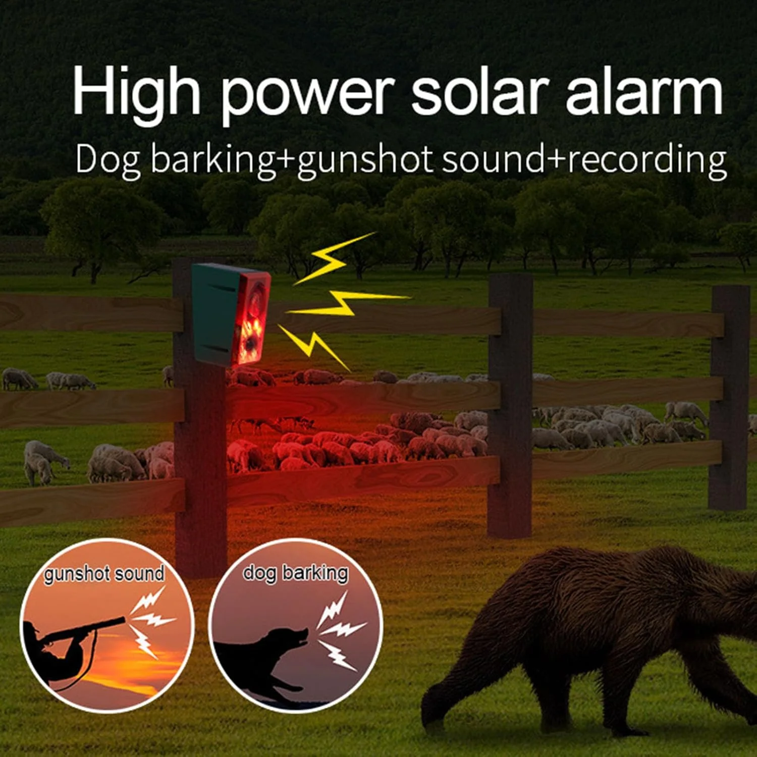 آلارم حسگر حرکتی خورشیدی فضای باز Asixxsix، آلارم چراغ چشمک زن امنیتی ضد آب با 3 حالت با کنترل از راه دور، حسگر حرکتی صوتی و نوری خورشیدی، سیستم هشدار امنیتی