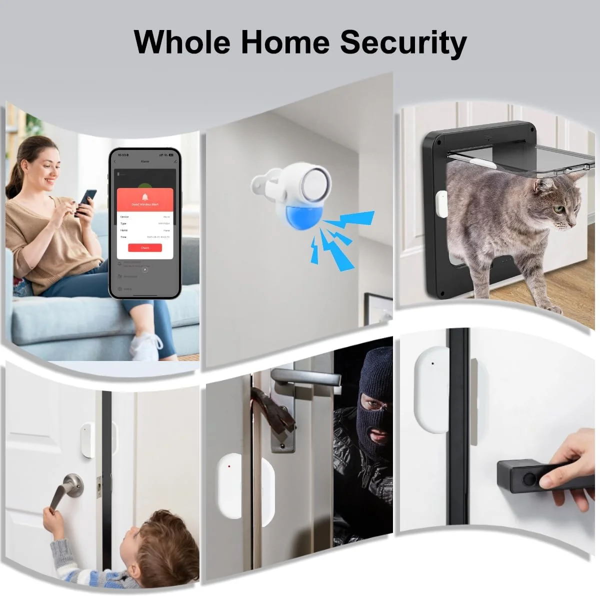 سنسور حرکتی GALOOK با آلارم، سنسور حرکتی PIR وای فای با کنترل از راه دور و برنامه، سنسور درب و پنجره، سیستم آلارم خانه، آپارتمان، موتورخانه، گاراژ، مغازه ها، دفاتر، خودرو، سوله باغ، 120 دسی بل