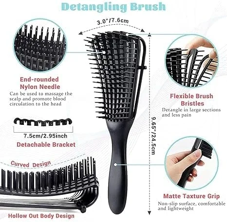 برس مو ضد الکتریسیته ساکن و باز کننده گره، شانه ماساژ ضد گره خوردگی برس مو بدون درد صاف کننده مو برای زنان مردان کودک موهای بلند ضخیم مجعد (مشکی) برس مو ضد الکتریسیته ساکن و باز کننده گره، شانه ماساژ ضد گره خوردگی برس مو بدون درد صاف کننده مو برای زنان مردان کودک موهای بلند ضخیم مجعد (مشکی)